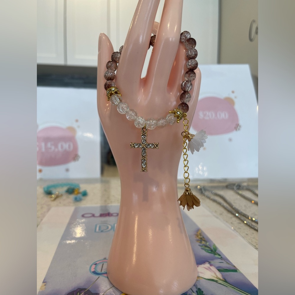 Brown glass bead bracelet